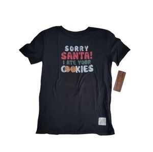 NEW The Original Retro Brand Kids Sorry Santa! I Ate Your Cookies Black Tee - XL